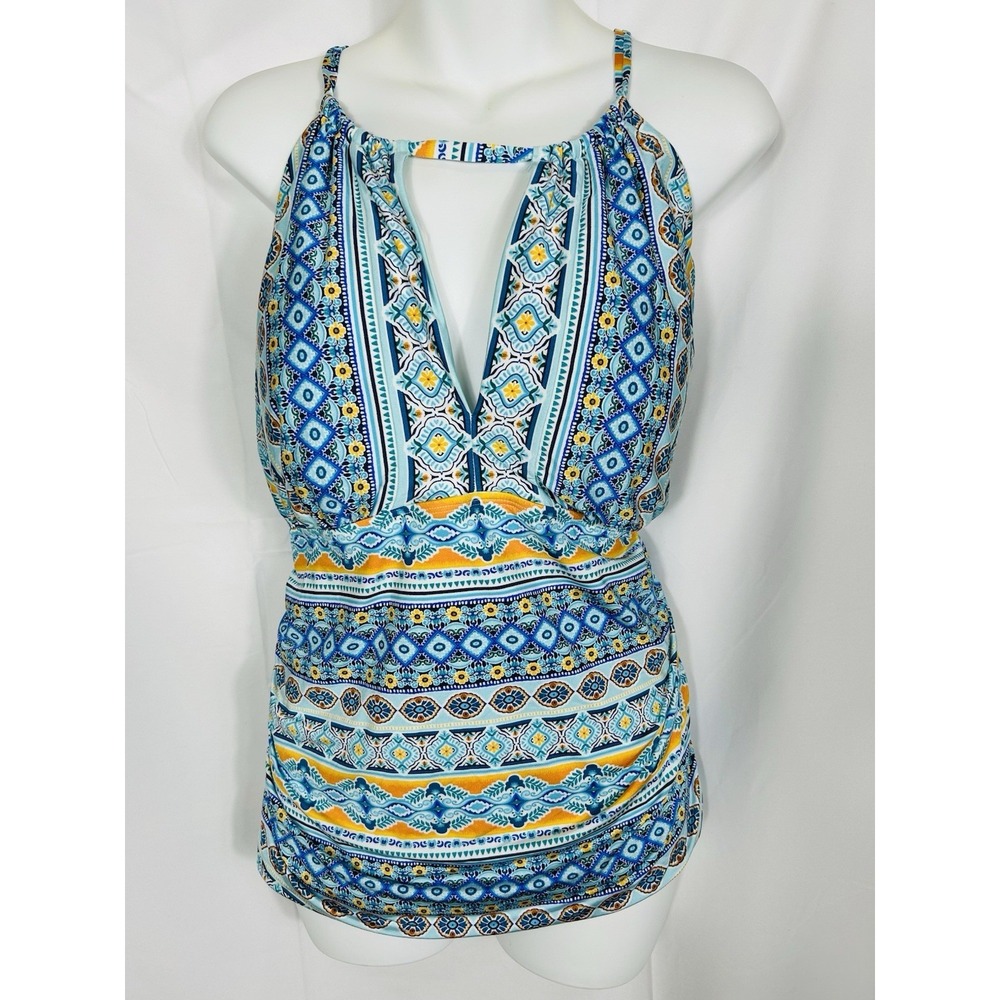 La Blanca Womens 18W Mediterranean Tankini Top Tummy Control‎ Convertible Staps